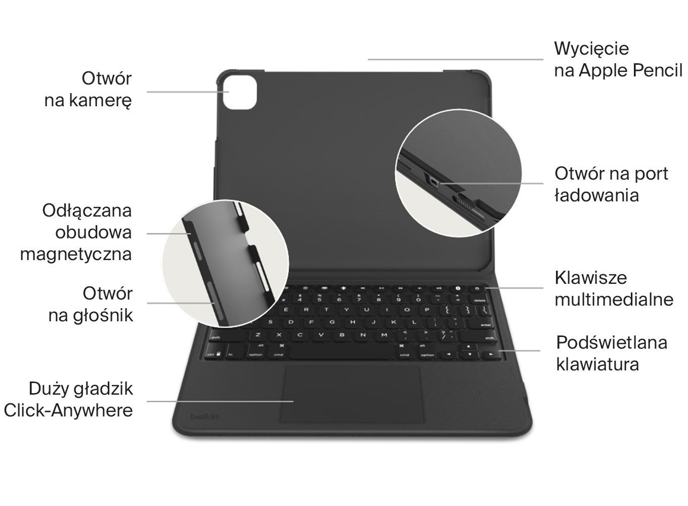 Etui z klawiaturą Belkin Connect Everyday do iPad Pro 11 gen. 4/3/2/1 i iPad Air 10.9 gen. 5/4, czarne